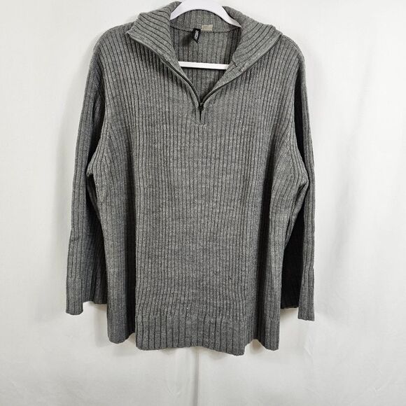 H&M Oversized Half Zip Sweater in Dark Gray - Size M - Picture 1 of 10